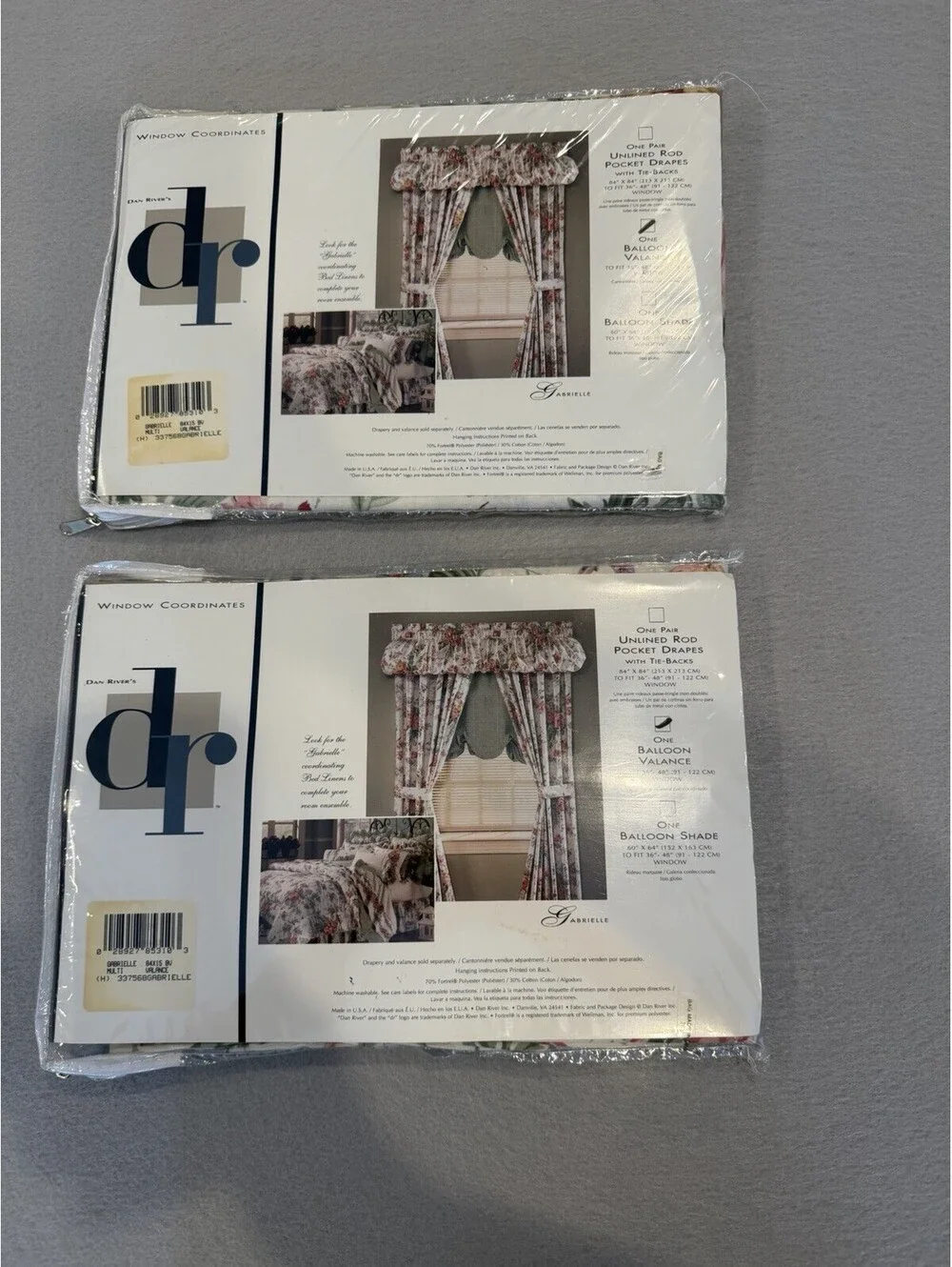 Dan Rivers Set Of 2 Balloon Valances Floral Cottage Shabby Chic NWT